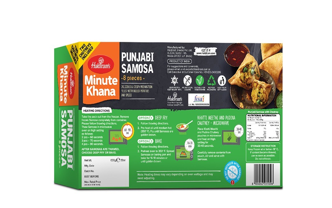 Haldiram's Minute Khana Punjabi Samosa   Box  650 grams